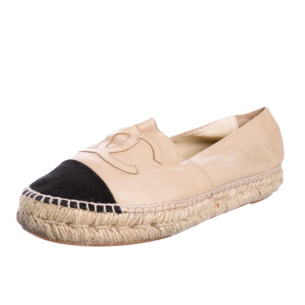 Chanel leather two tone espadrilles 38